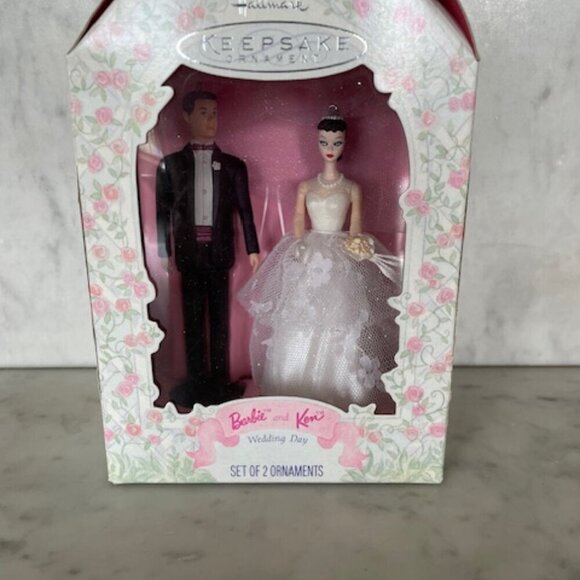 HALLMARK Barbie Ken Wedding Day 1997 Ornaments IOB - Picture 3 of 12